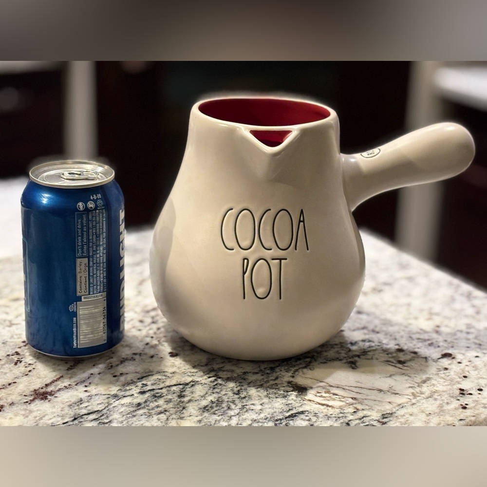 Rae Dunn Cream Cocoa Pot with Red Interior